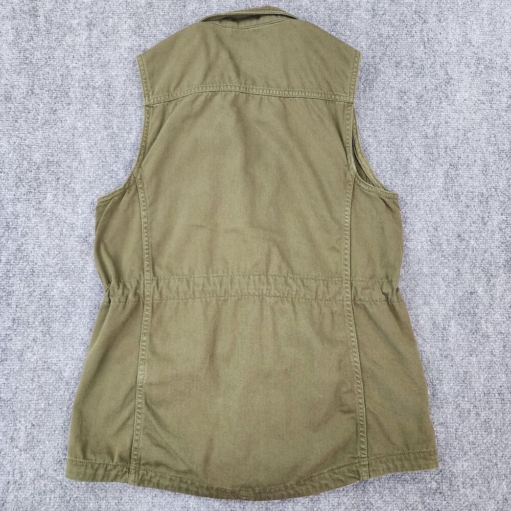 Lucky Brand Vest Womens XS Green Full Zip Button Military Style Cargo Pockets - Picture 3 of 16
